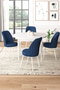 Hanah Home Juego de Mesa y Sillas de Comedor 5 Piezas Blanco y Azul Marino con Tablero Melamina y Patas Metal